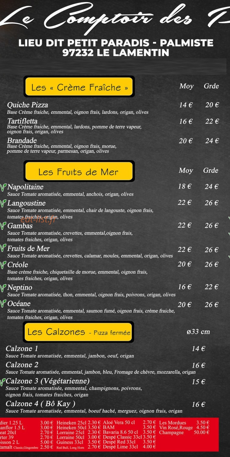 Le comptoir Des Pizza — carte page 2