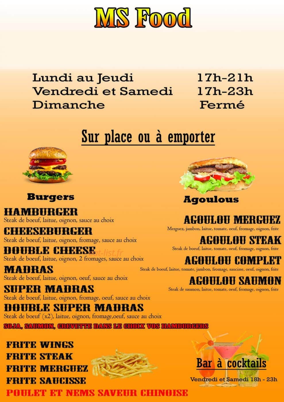 Ms Food — carte page 1