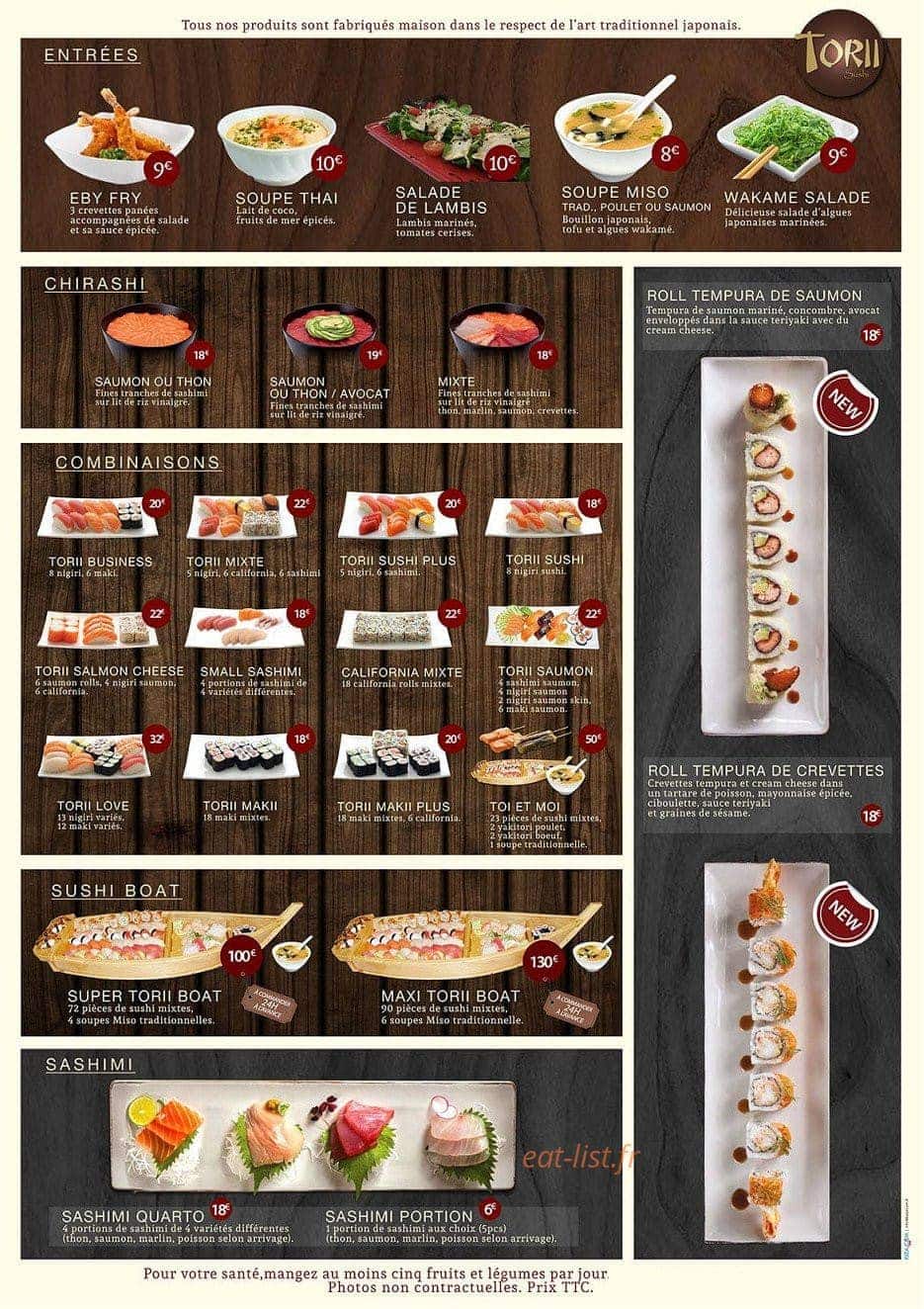 Torii Sushi — carte page 1