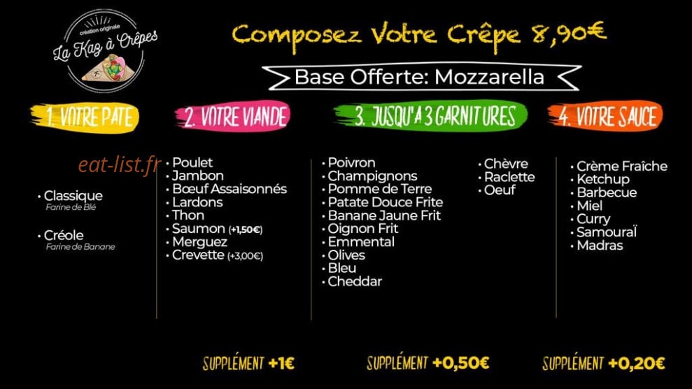 La Kaz à Crêpes — carte page 1