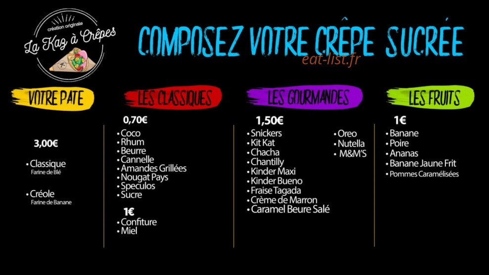La Kaz à Crêpes — carte page 2