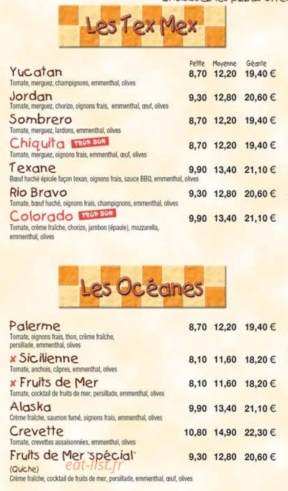 Mama Pizza — carte page 2