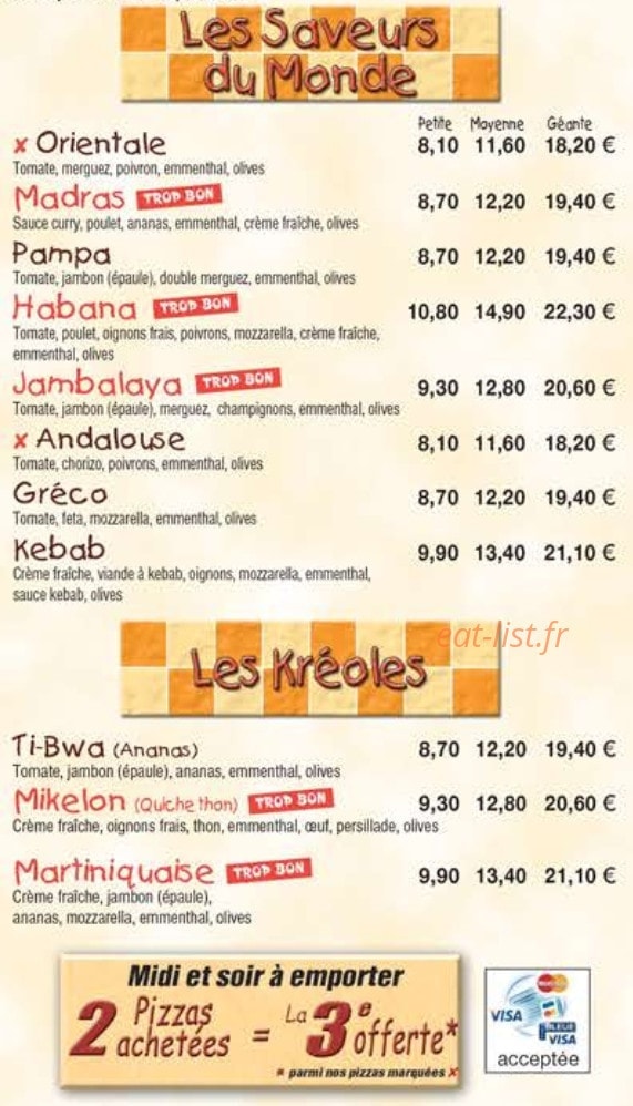 Mama Pizza — carte page 3