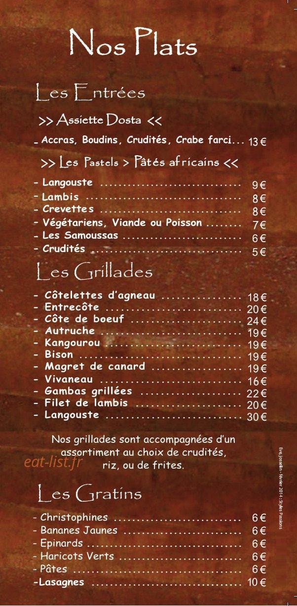 Restaurant Dosta — carte page 3
