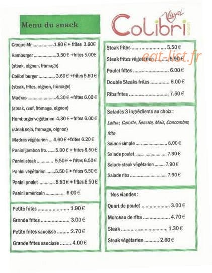 Colibri — carte page 1
