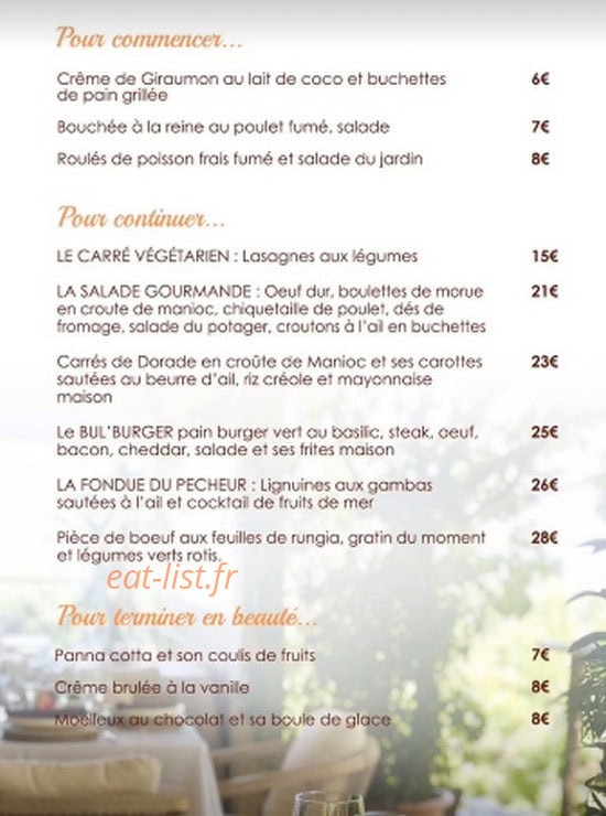 La Bulle Gourmande — carte page 1