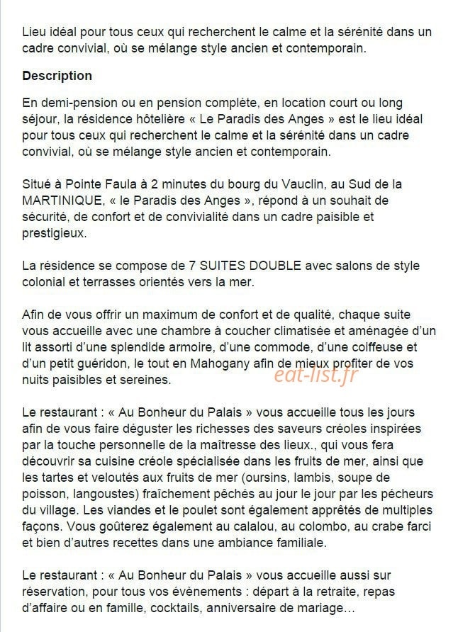 Le Paradis des Anges — carte page 1