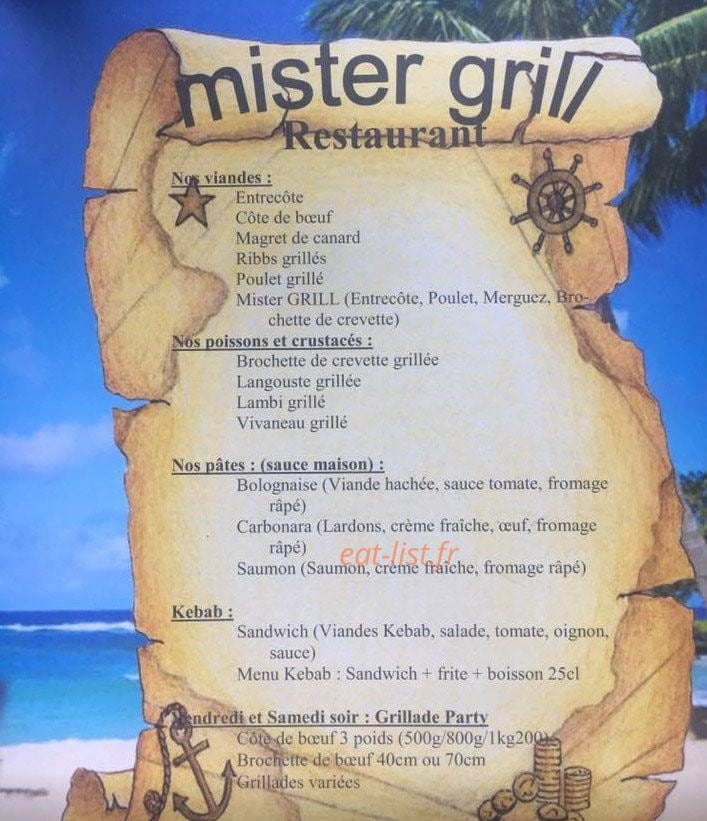 Mister Grill — carte page 1