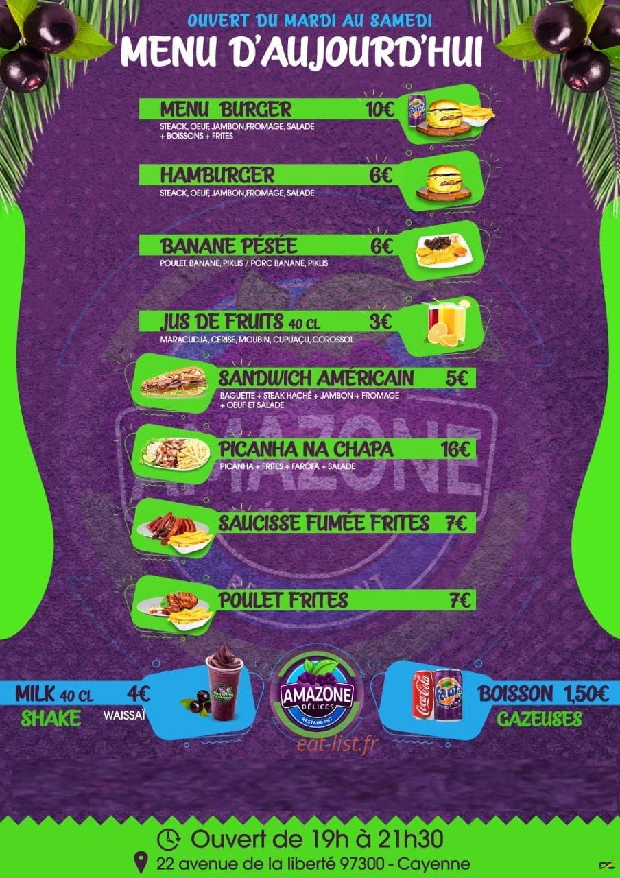 Amazone Delices — carte page 1