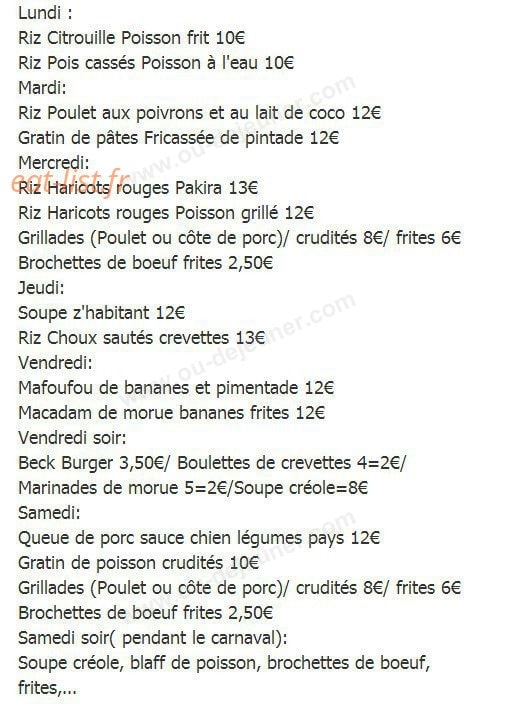 Au Bon Goût "de chez Bobot" — carte page 1