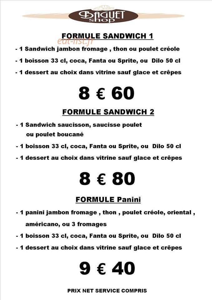 Baguet Shop — carte page 3