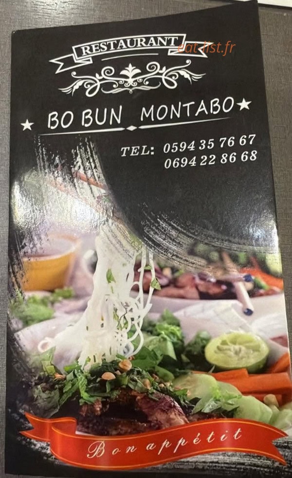 Carte et menu de Bo Bun Montabo à Cayenne — La carte