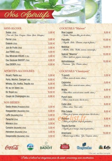 Chez Maxime — carte page 4