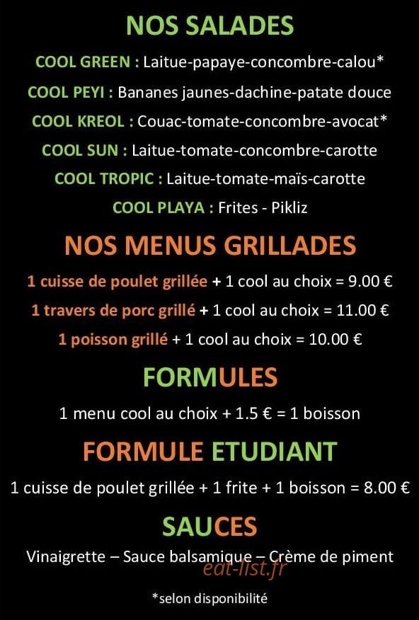 Cool Grill — carte page 1