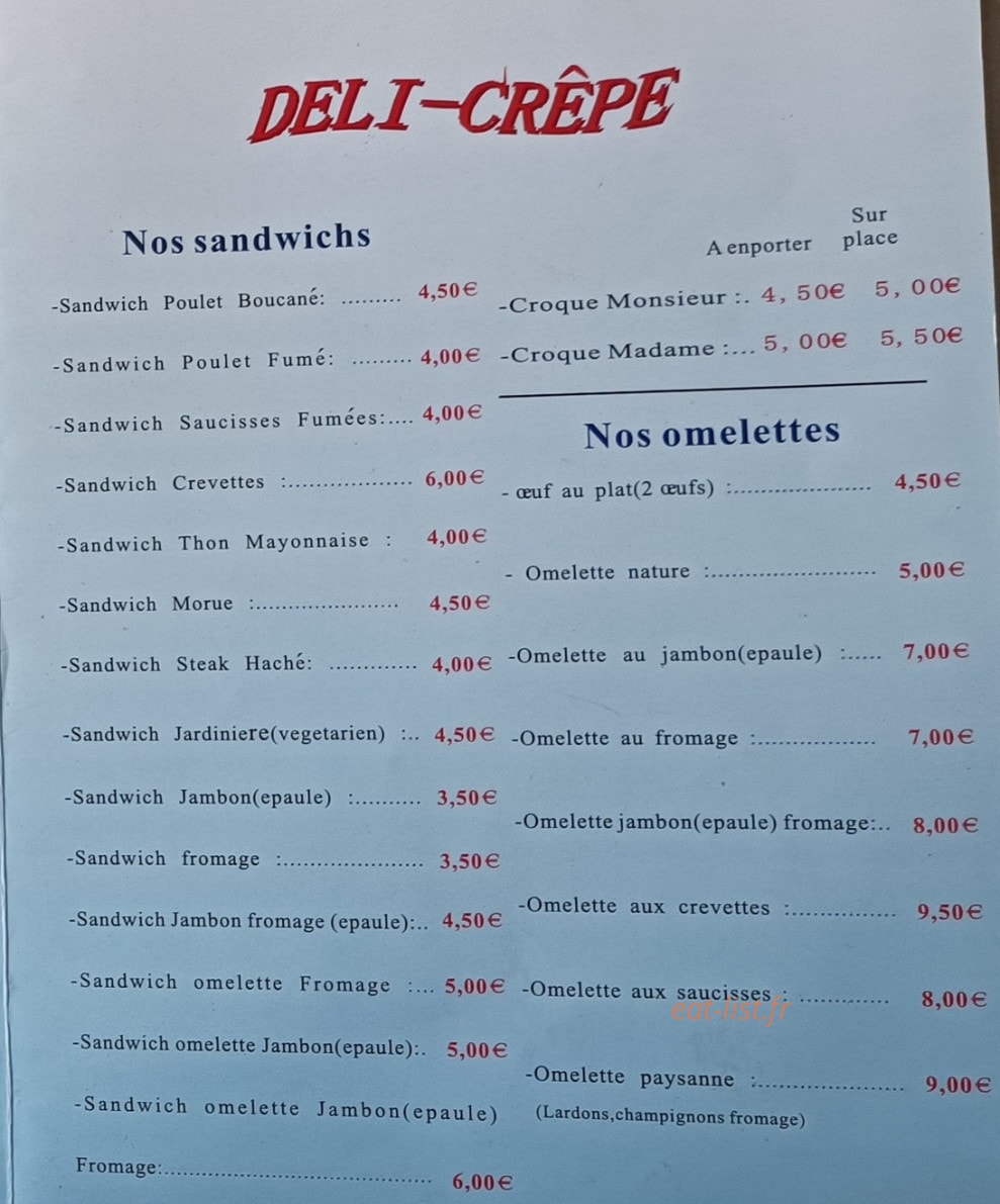 Déli-Crêpe — carte page 1