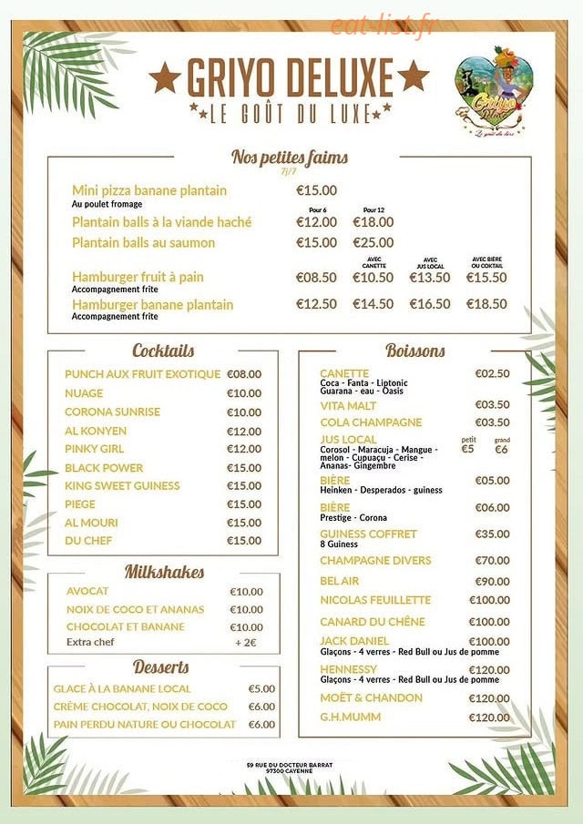 Griyo Deluxe — carte page 1