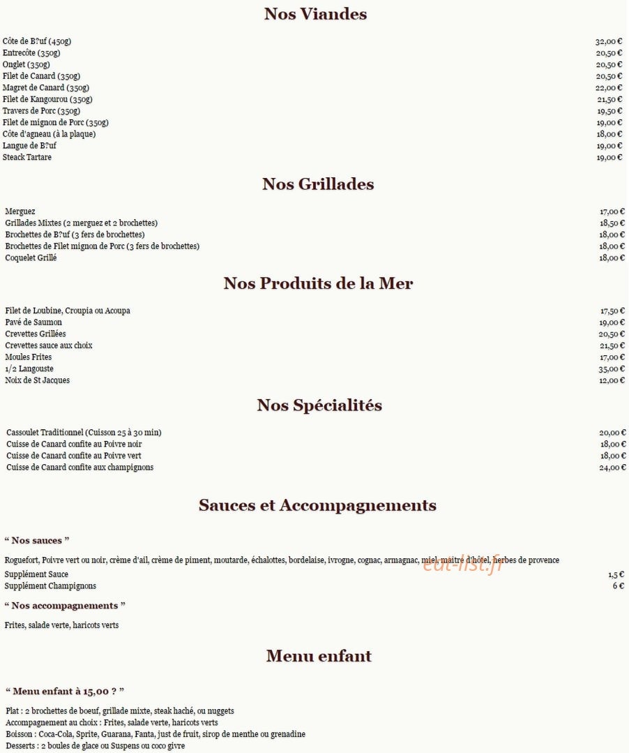 La Taverne — carte page 2