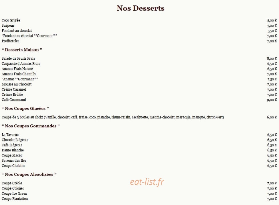 La Taverne — carte page 3