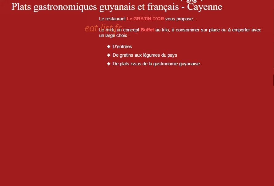 Le Gratin d'Or — carte page 1