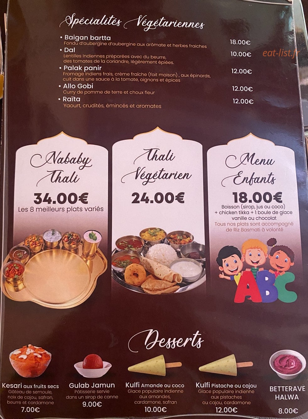 Le Taj — carte page 2