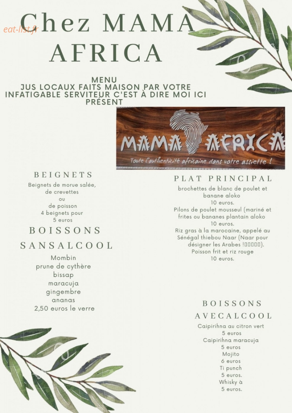 Mama Africa — carte page 2