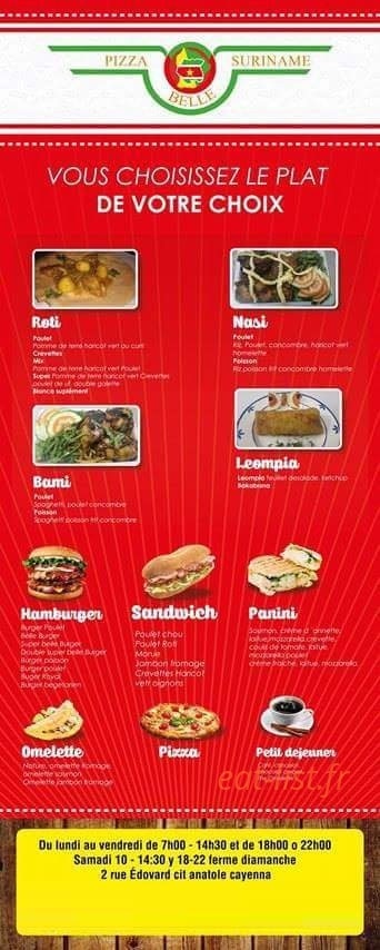 Pizza Belle suriname — carte page 1