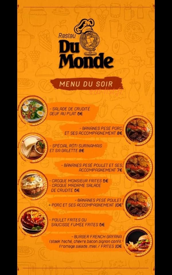 Restau Du Monde — carte page 1