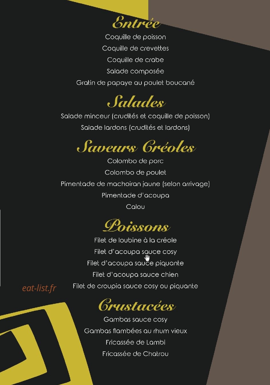 Restaurant Cosy — carte page 2