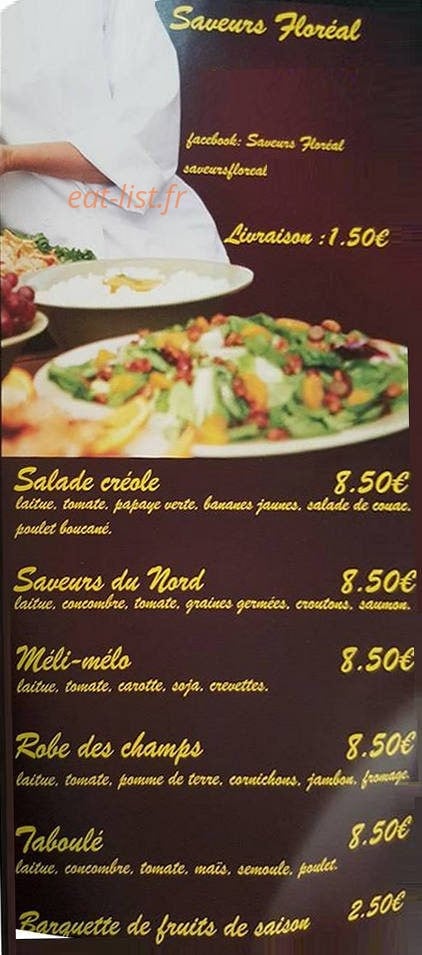 Saveurs Floréal — carte page 1