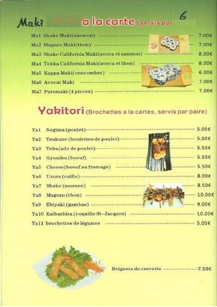 Sushi Bar — carte page 3