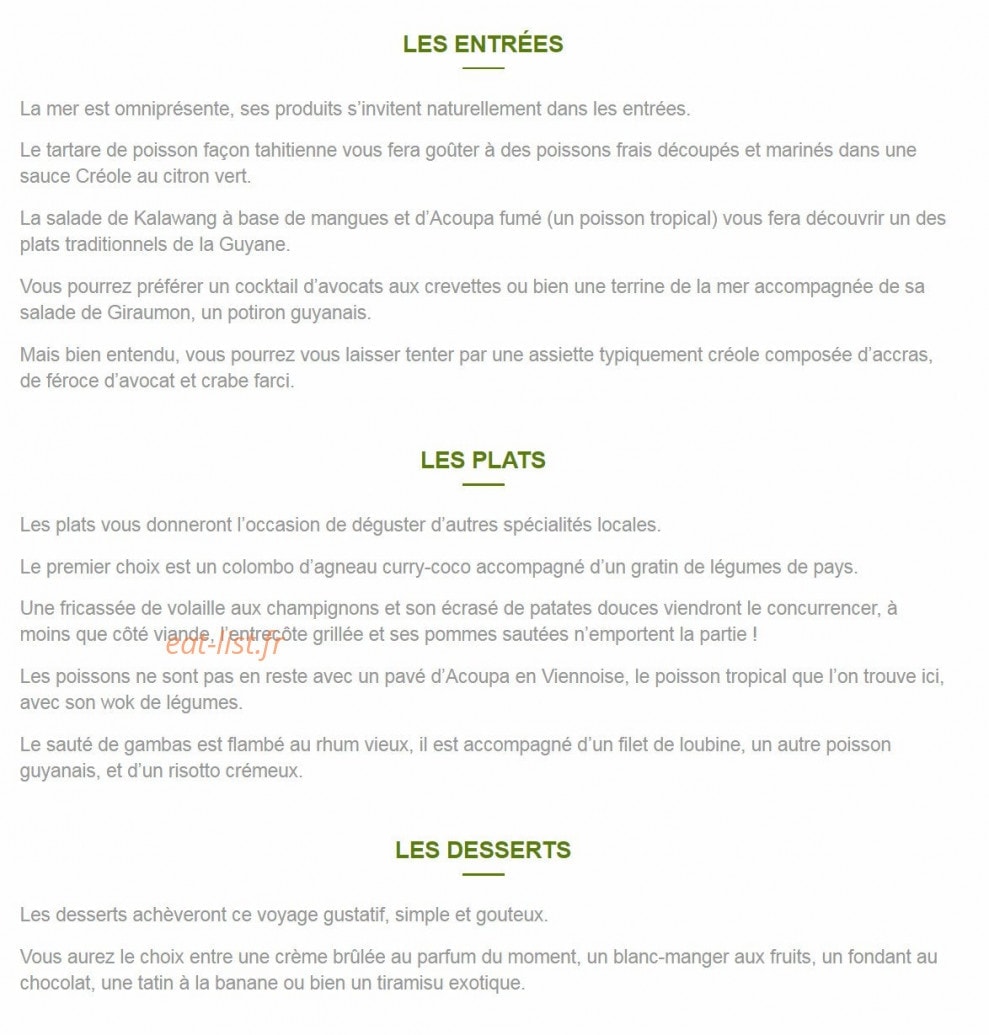Auberge des îles — carte page 1