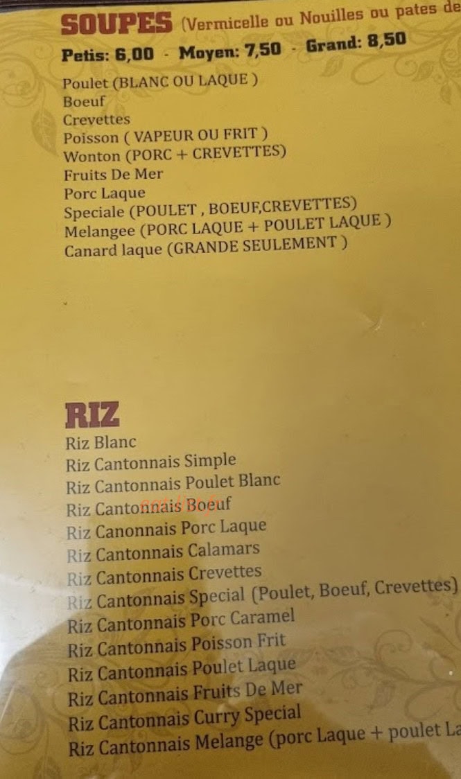 Délili Restaurant — carte page 1