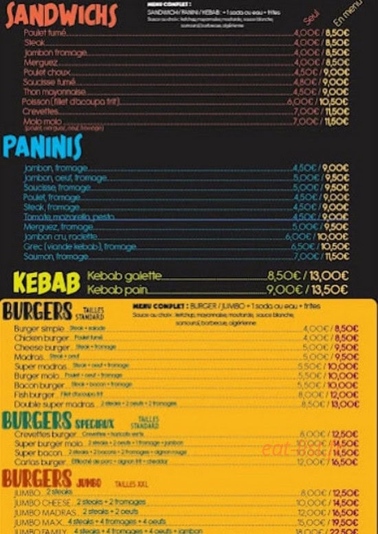 Family Snack — carte page 1