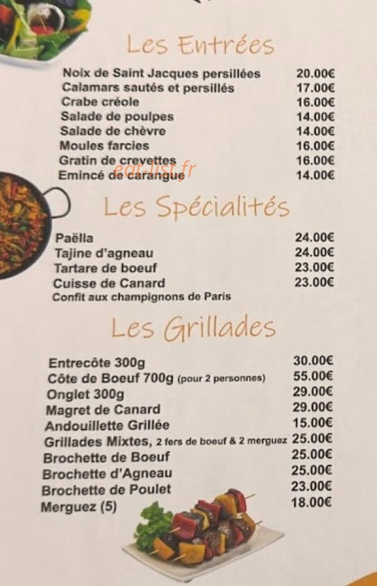 La Grillade — carte page 1