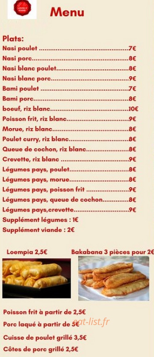lovely food — carte page 2