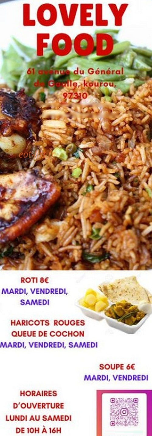 lovely food — carte page 1