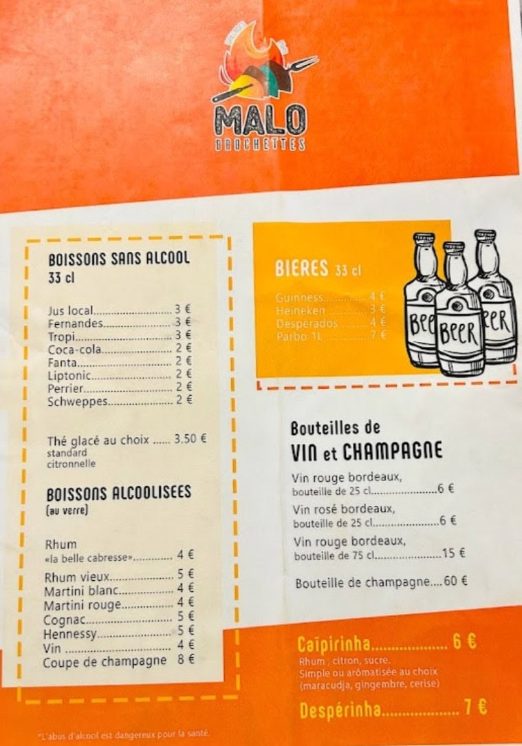 Malo brochettes — carte page 2