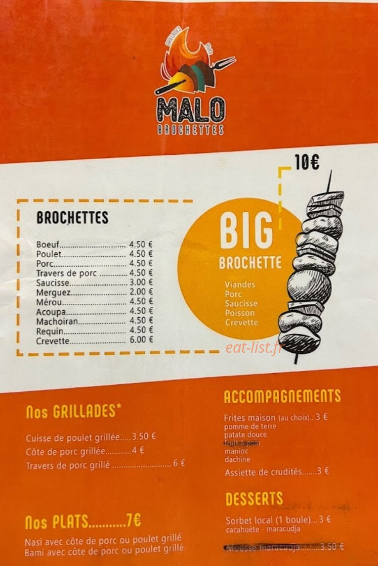 Malo brochettes — carte page 1