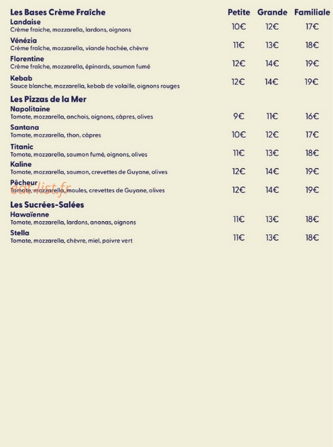 Pizzeria au Petit Bateau — carte page 2