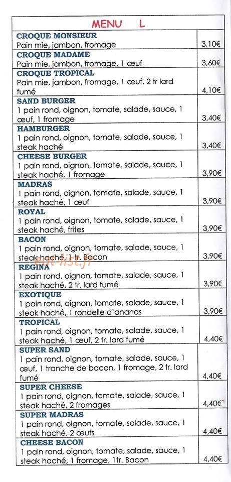 Roméo' s & Juliette' s Snack — carte page 1