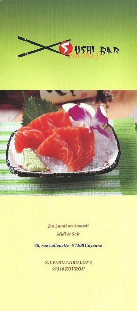 Sushi Bar — carte page 1