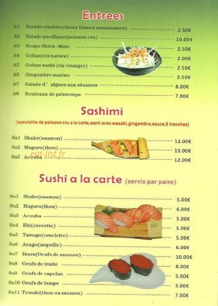 Sushi Bar — carte page 2