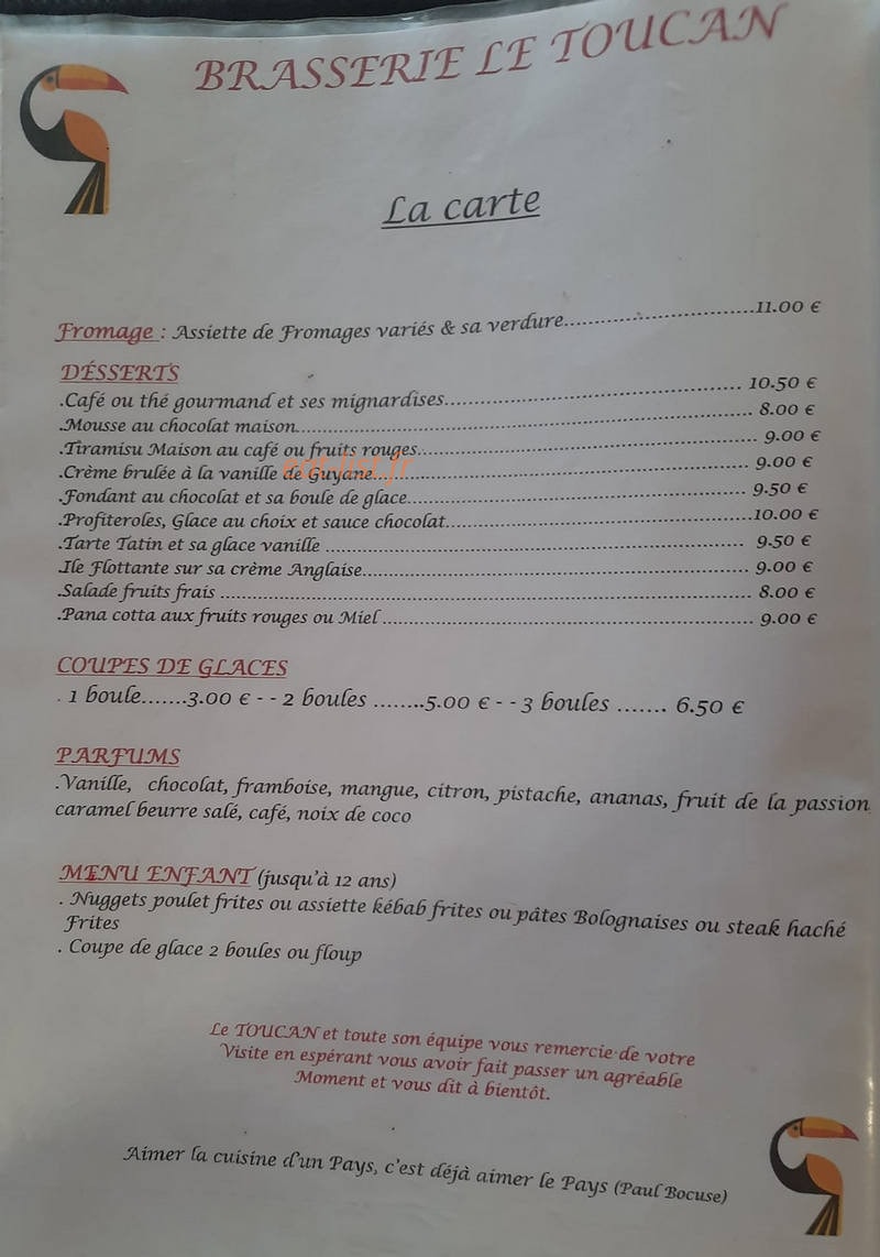 Brasserie Le Toucan — carte page 4