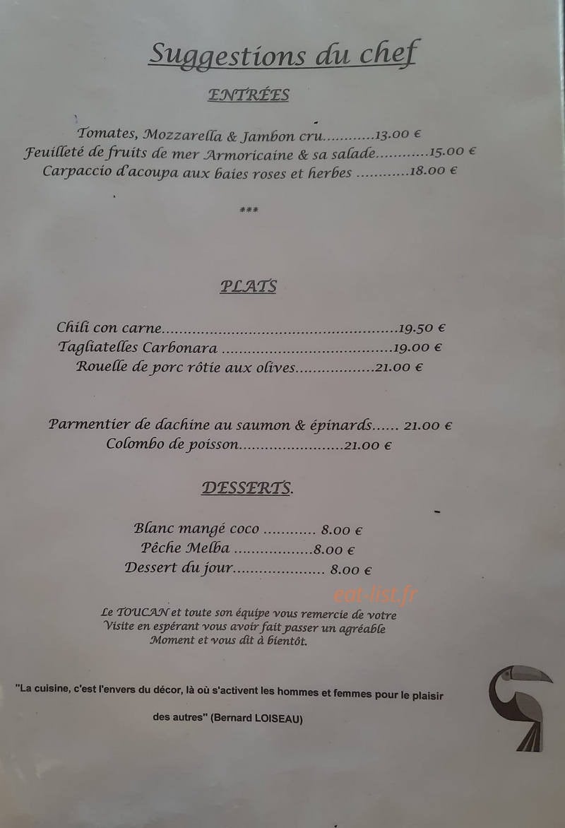 Brasserie Le Toucan — carte page 3