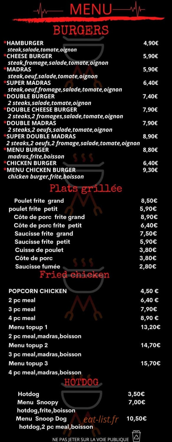 Franco's snack et grill — carte page 1