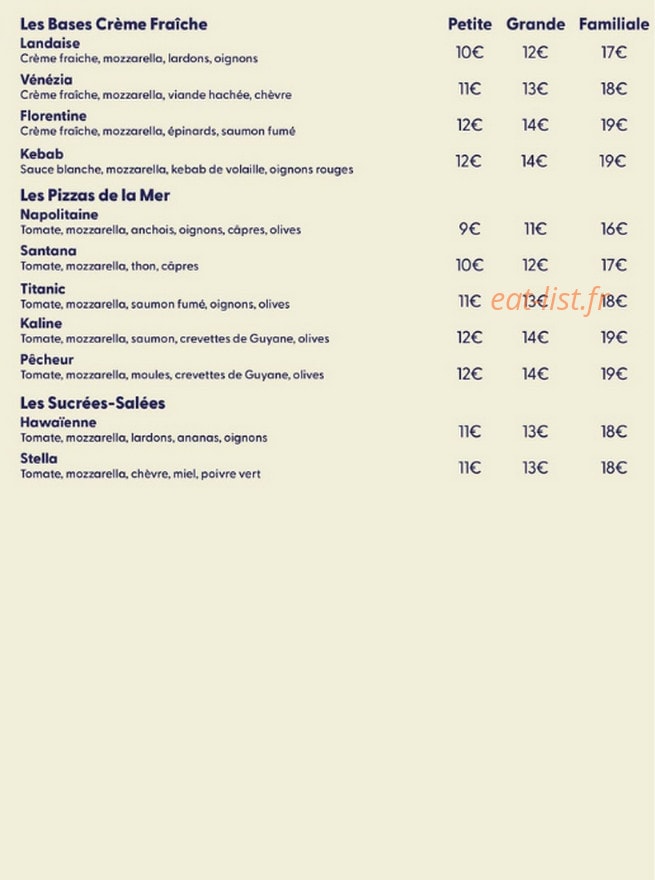 Pizzeria Petit Bateau — carte page 2