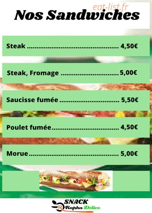 Snack Raphadélice — carte page 2