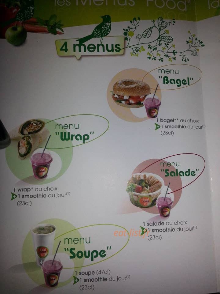 Feel Juice — carte page 1