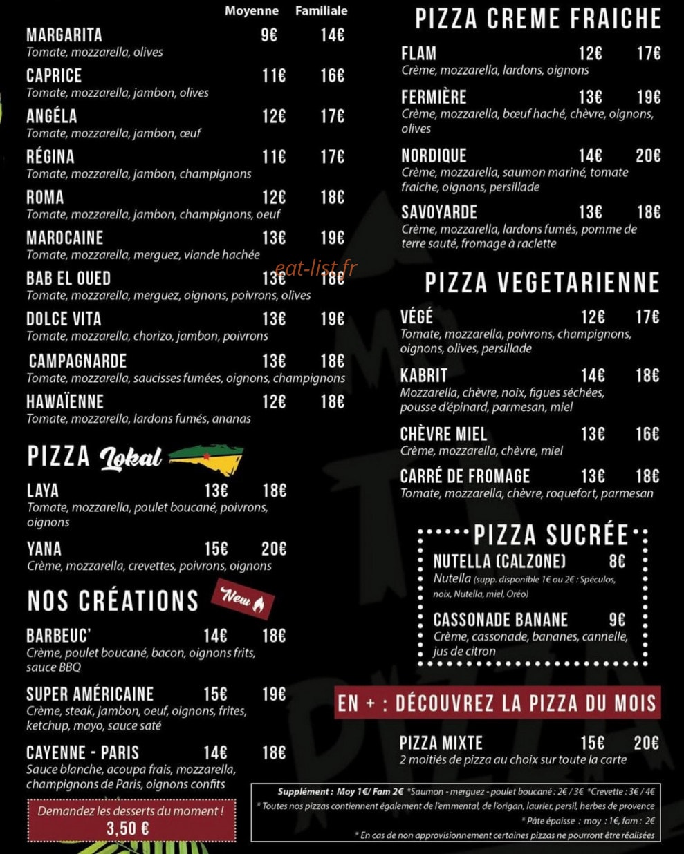 Mo Ti Pizza — carte page 1