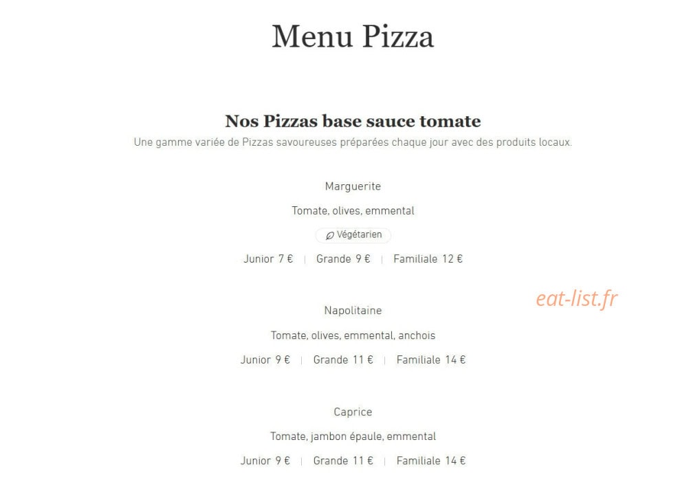 Carte et menu de Pizza M. Matoury à Matoury — Pizzas base tomate